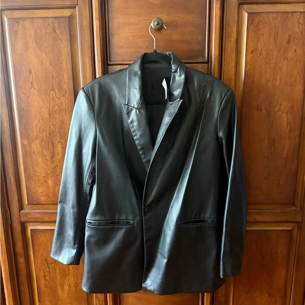 Zara Black Leather Jacket - Picture 2 of 4